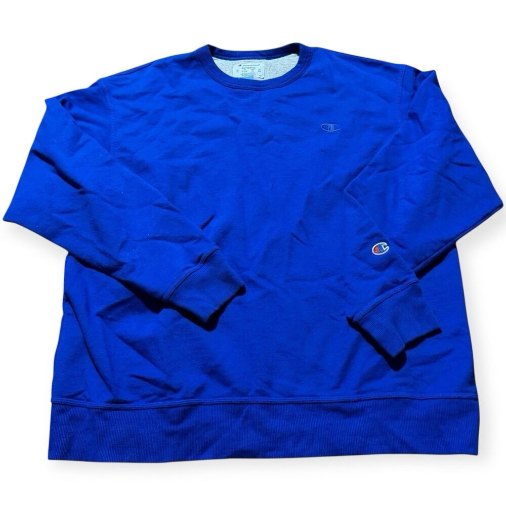 Champion Mens Pullover Sweatshirt Size XLarge Royal Blue Crew Neck Cotton Blend